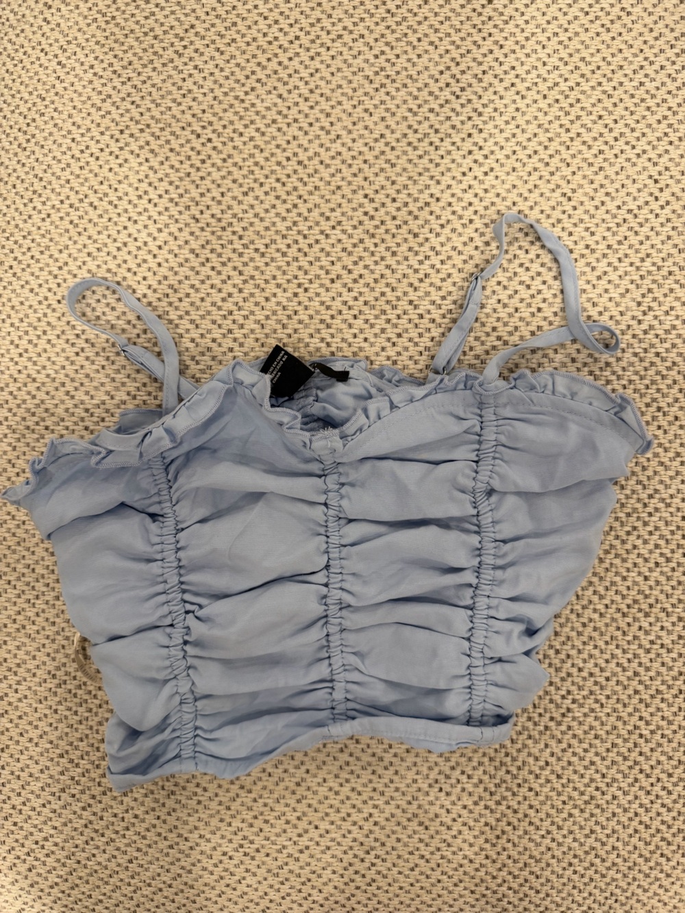 Forever 21 Light Blue Ruching Crop Tank Top